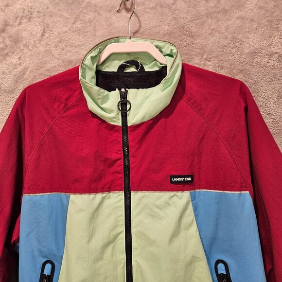 Lands End Jacket Mens Large colorful retro hipster wind breaker beachy coastal - Picture 3 of 16